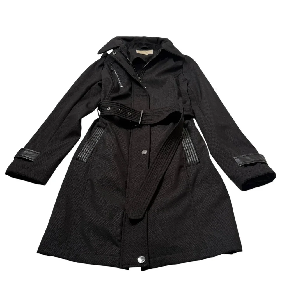 Michael Kors Woman's XS Trench Coat Belted‎ Jacket Removable Hood
